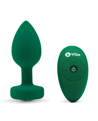 B-vibe Remote Control Vibrating Jewel Plug (m-l) - Emerald Green