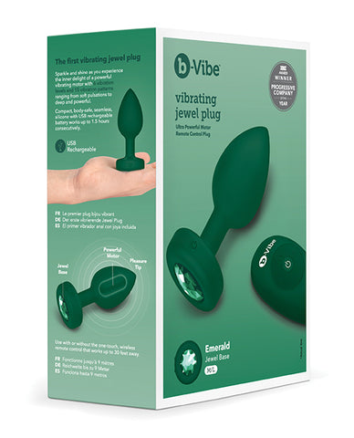 B-vibe Remote Control Vibrating Jewel Plug (m-l) - Emerald Green