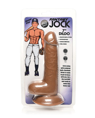 Curve Toys Fantasy Jock Baseball Brian 7 Inch Dildo W/balls - Tan