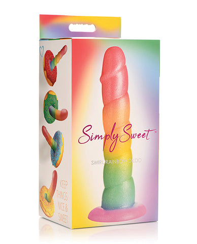 Curve Toys Simply Sweet 6.5 Inch Swirl Rainbow Dildo