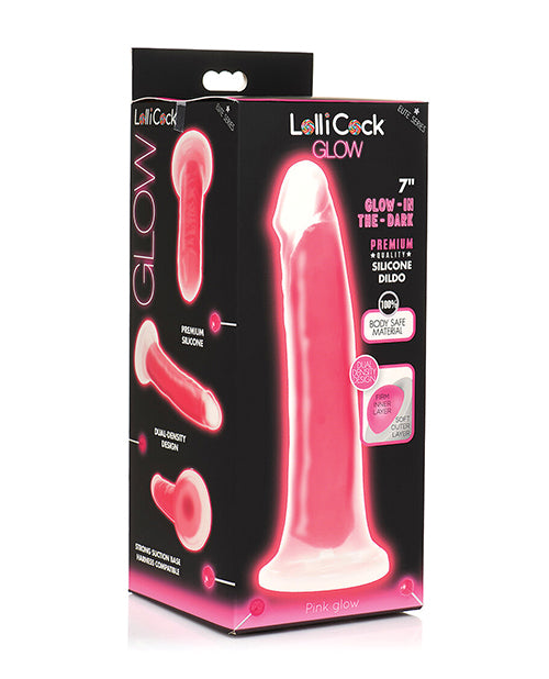 Curve Toys Lollicock 7 Inch Glow In The Dark Silicone Dildo - Pink