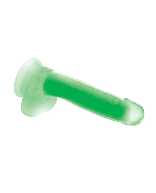 Curve Toys Lollicock 7 Inch Glow In The Dark Silicone Dildo W/balls - Green