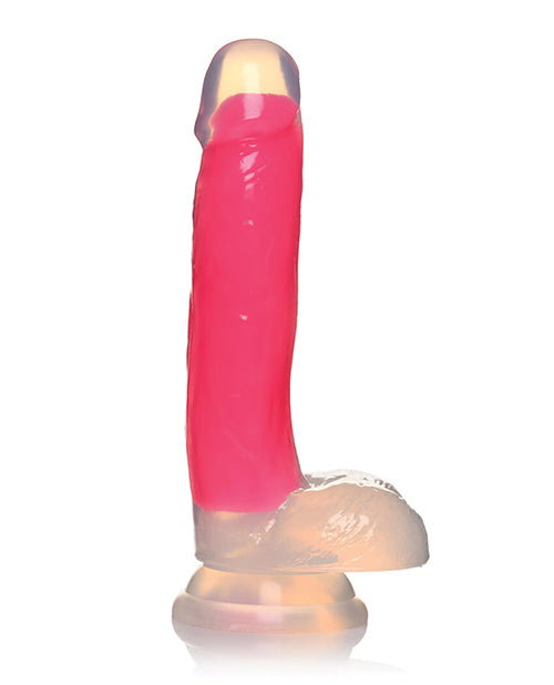 Curve Toys Lollicock 7 Inch Glow In The Dark Silicone Dildo W/balls - Pink