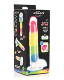 Curve Toys Lollicock 7 Inch Glow In The Dark Silicone Dildo W/balls - Rainbow