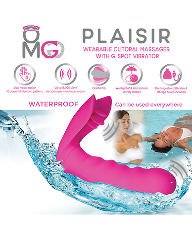 Omg Plaisir Wearable Clitoral Massager W-g-spot Vibrator - Pink