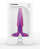 A Play 5 Inch Groovy Silicone Anal Plug - Multicolor-yellow