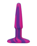 A Play 4 Inch Groovy Silicone Anal Plug - Multicolor-pink