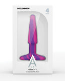 A Play 4 Inch Groovy Silicone Anal Plug - Multicolor-pink