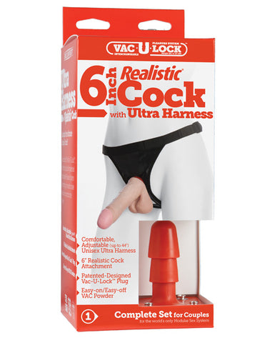 Ultra Harness 2 Set 2 W-7 Inch Realistic Dong & Powder - Flesh