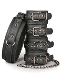 Easy Toys Fetish Set W-collar, Ankle & Wrist Cuffs - Black