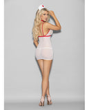 Euphoria Hot & Ready Nurse Chemise, Choker, Headpiece & G-string White/red O/s