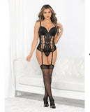 'rhinestone Strap Cut Out Lace Bustier Black Lg