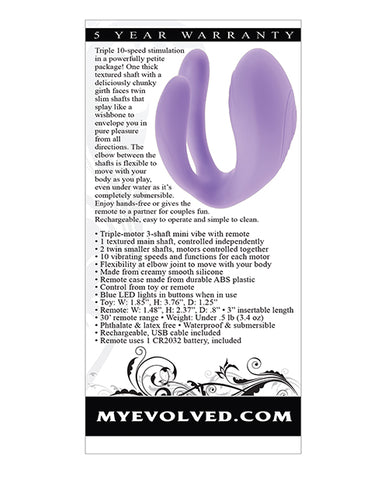 Evolved Petite Tickler Mini Vibe W-remote - Purple