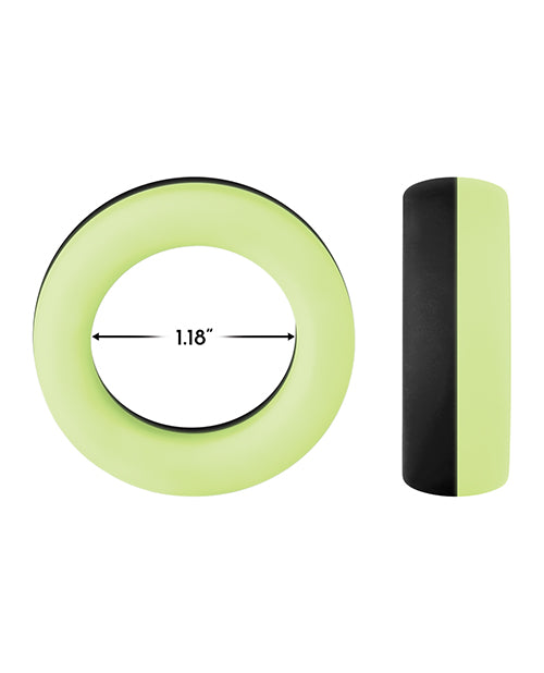 Forto F-19 Two Tone Liquid Silicone Cock Ring - Black-glow In The Dark