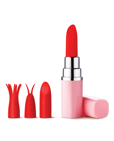 Luv Inc. Lipstick Vibrator W/4 Heads - Light Pink