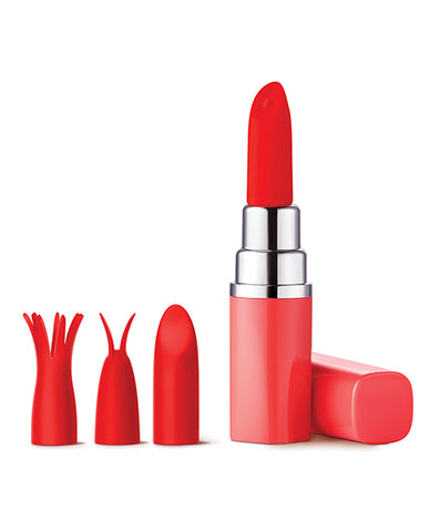 Luv Inc. Lipstick Vibrator W/4 Heads - Coral