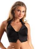 Play Schoolgirl Collared Button Down Halter Top Black O/s