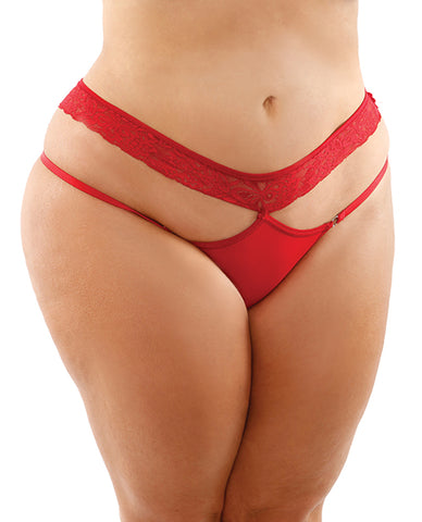 Bottoms Up Ren Microfiber Bikini Panty W-lace Waist Red Qn