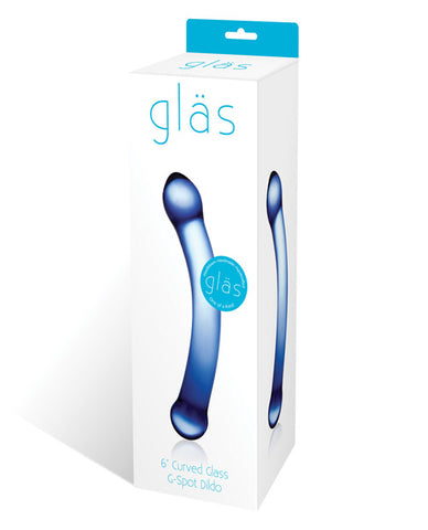 Glas 6 Inch Curved G-spot Glass Dildo - Blue