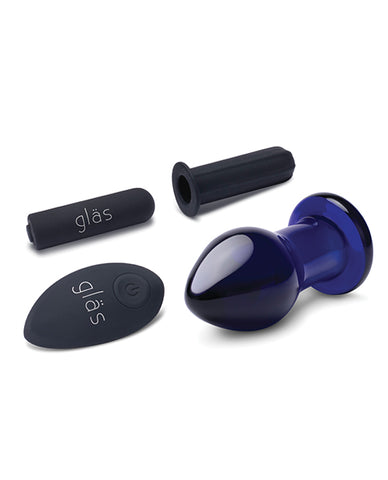 Glas 3.5 Inch Rechargeable Vibrating Butt Plug - Blue