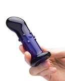 Glas 4 Inch Rechargeable Vibrating Dotted G Spot/p Spot Plug - Blue