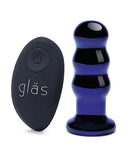 Glas 3.5 Inch Rechargeable Vibrating Beaded Butt Plug - Blue