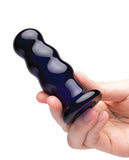 Glas 3.5 Inch Rechargeable Vibrating Beaded Butt Plug - Blue