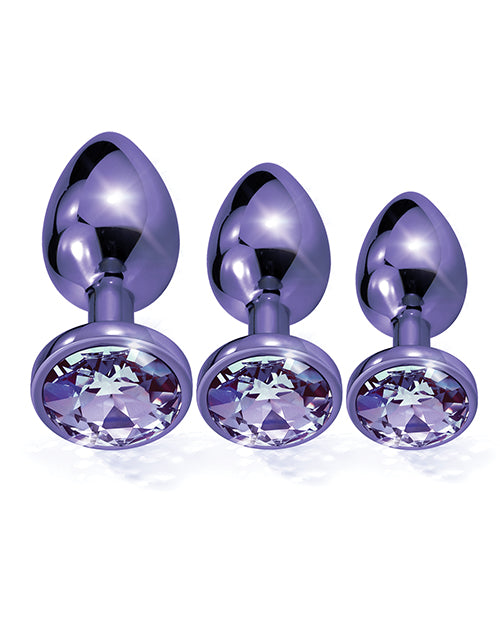 Nixie Metal Butt Plug Trainer Set W/inlaid Jewel - Purple Metallic
