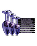 Nixie Metal Butt Plug Trainer Set W/inlaid Jewel - Purple Metallic