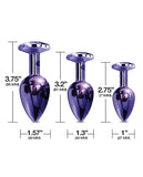 Nixie Metal Butt Plug Trainer Set W/inlaid Jewel - Purple Metallic