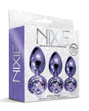 Nixie Metal Butt Plug Trainer Set W/inlaid Jewel - Purple Metallic