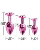 Nixie Metal Butt Plug Trainer Set W/inlaid Jewel - Pink Metallic