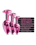 Nixie Metal Butt Plug Trainer Set W/inlaid Jewel - Pink Metallic