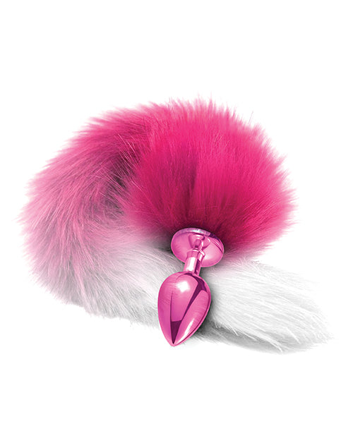 Nixie Metal Butt Plug W-faux Fur Tail - Pink Metallic