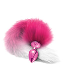 Nixie Metal Butt Plug W-faux Fur Tail - Pink Metallic