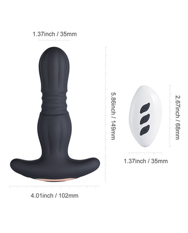 Agas Thrusting Butt Plug W- Remote Control - Black