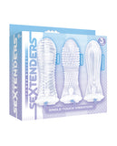 The 9's Vibrating Sextenders Sleeves - Pack Of 3