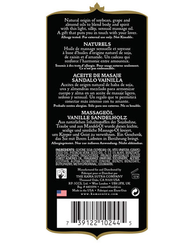 Kama Sutra Naturals Massage Oil - 8 Oz Vanilla Sandlewood