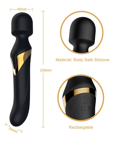 Dorcel Dual Orgasms Wand Vibrator - Black-gold