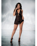 Lace & Mesh Babydoll & G-string Black L/xl