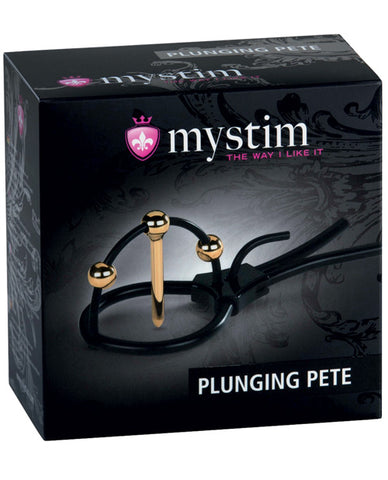 Mystim Plunging Pete W-corona Strap & Urethral Sound - Black-gold