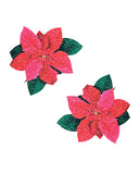 Neva Nude Poinsettia Glitter Flower Pasties - Red/green O/s