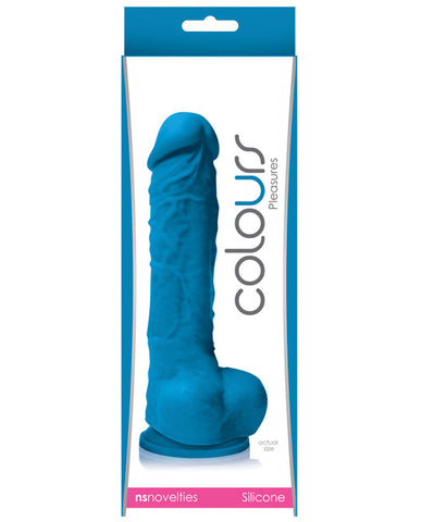 Colours Pleasures 5 Inch Dildo W-suction Cup - Blue