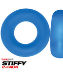 Hunky Junk Stiffy 2 Pack Cockrings - Teal Ice