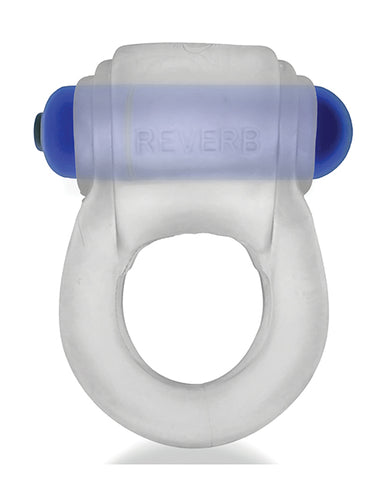 Hunkyjunk Revring Cock Ring W/vibe - Clear W/blue Vibe