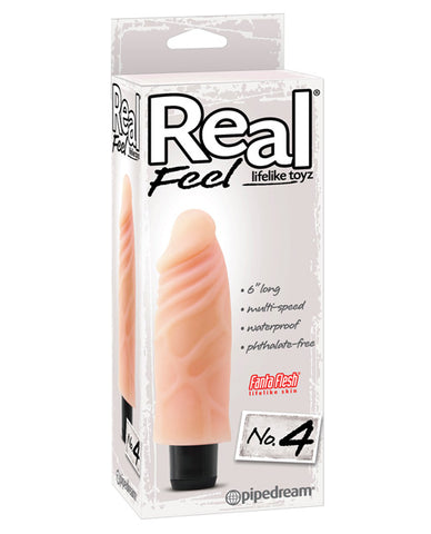 Real Feel No. 4  Long 6 Inch Vibe Waterproof - Mutli-speed Flesh