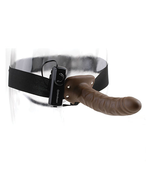 Fetish Fantasy Series 8 Inch Vibrating Hollow Strap On - Brown
