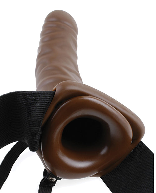 Fetish Fantasy Series 8 Inch Vibrating Hollow Strap On - Brown