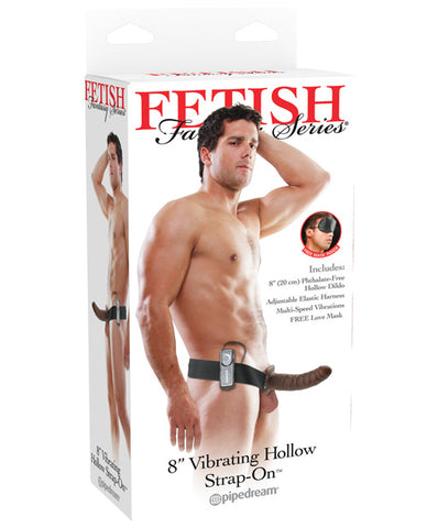 Fetish Fantasy Series 8 Inch Vibrating Hollow Strap On - Brown