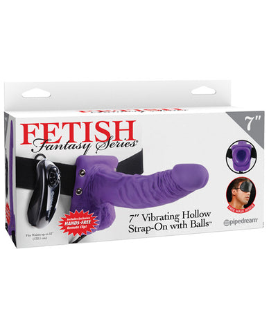 Fetish Fantasy Series 7 Inch Vibrating Hollow Strap On W-balls - Purple